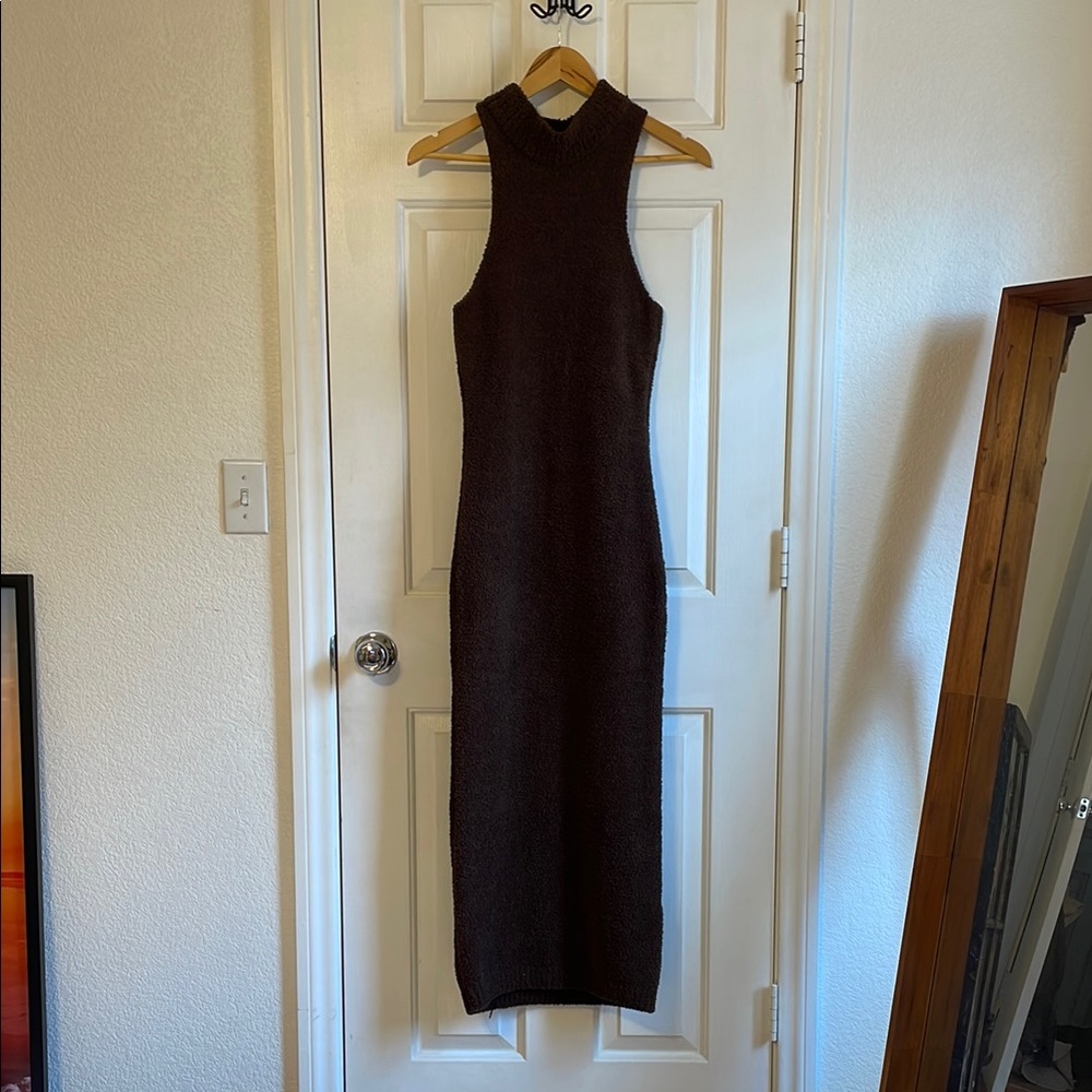 Brown Halter Maxi Bodycon Dress